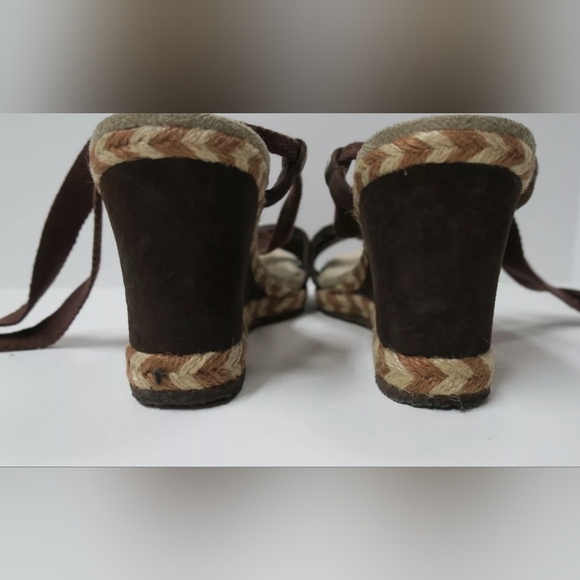 UGG AUSTRALIA AMELIE Espadrilles Wrap Lace Sandals 8 Wedge Heel - Picture 6 of 7